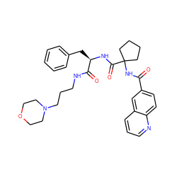 O=C(NC1(C(=O)N[C@H](Cc2ccccc2)C(=O)NCCCN2CCOCC2)CCCC1)c1ccc2ncccc2c1 ZINC000028711614