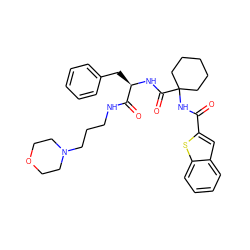 O=C(NC1(C(=O)N[C@H](Cc2ccccc2)C(=O)NCCCN2CCOCC2)CCCCC1)c1cc2ccccc2s1 ZINC000028825208