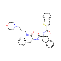 O=C(NC1(C(=O)N[C@H](Cc2ccccc2)C(=O)NCCCN2CCOCC2)Cc2ccccc2C1)c1cc2ccccc2s1 ZINC000028825240