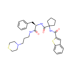 O=C(NC1(C(=O)N[C@H](Cc2ccccc2)C(=O)NCCCN2CCSCC2)CCCC1)c1cc2ccccc2s1 ZINC000028711620