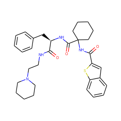 O=C(NC1(C(=O)N[C@H](Cc2ccccc2)C(=O)NCCN2CCCCC2)CCCCC1)c1cc2ccccc2s1 ZINC000028825197