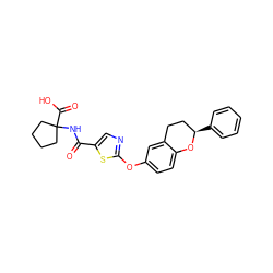 O=C(NC1(C(=O)O)CCCC1)c1cnc(Oc2ccc3c(c2)CC[C@@H](c2ccccc2)O3)s1 ZINC000145534830