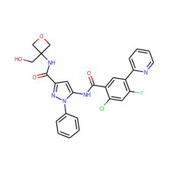 O=C(NC1(CO)COC1)c1cc(NC(=O)c2cc(-c3ccccn3)c(F)cc2Cl)n(-c2ccccc2)n1 ZINC001772577216