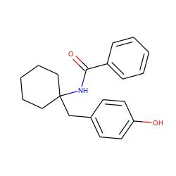 O=C(NC1(Cc2ccc(O)cc2)CCCCC1)c1ccccc1 ZINC000000447825