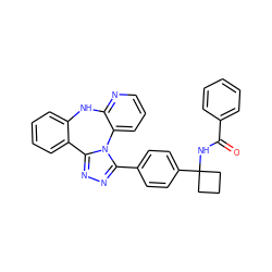 O=C(NC1(c2ccc(-c3nnc4n3-c3cccnc3Nc3ccccc3-4)cc2)CCC1)c1ccccc1 ZINC000096174127