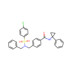 O=C(NC1(c2ccccc2)CC1)c1ccc(CN(Cc2ccccc2)S(=O)(=O)c2ccc(Cl)cc2)cc1 ZINC000049793381