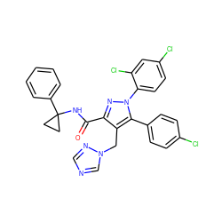 O=C(NC1(c2ccccc2)CC1)c1nn(-c2ccc(Cl)cc2Cl)c(-c2ccc(Cl)cc2)c1Cn1cncn1 ZINC000049771116