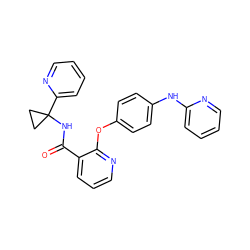 O=C(NC1(c2ccccn2)CC1)c1cccnc1Oc1ccc(Nc2ccccn2)cc1 ZINC000148390720