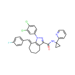 O=C(NC1(c2ccccn2)CC1)c1nn(-c2ccc(Cl)c(Cl)c2)c2c1CCCC/C2=C\c1ccc(F)cc1 ZINC001772601918