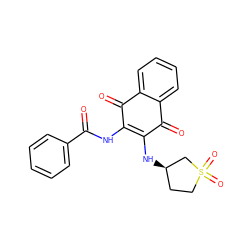 O=C(NC1=C(N[C@@H]2CCS(=O)(=O)C2)C(=O)c2ccccc2C1=O)c1ccccc1 ZINC000025326362