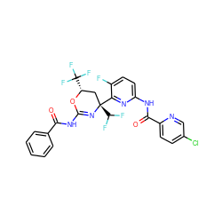 O=C(NC1=N[C@](c2nc(NC(=O)c3ccc(Cl)cn3)ccc2F)(C(F)F)C[C@@H](C(F)(F)F)O1)c1ccccc1 ZINC000218666655