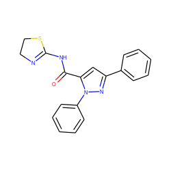 O=C(NC1=NCCS1)c1cc(-c2ccccc2)nn1-c1ccccc1 ZINC000002651334