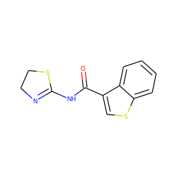 O=C(NC1=NCCS1)c1csc2ccccc12 ZINC000001053812