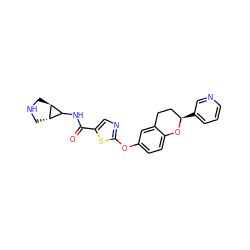 O=C(NC1[C@@H]2CNC[C@@H]12)c1cnc(Oc2ccc3c(c2)CC[C@@H](c2cccnc2)O3)s1 ZINC000169710675