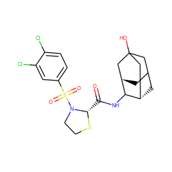 O=C(NC1[C@H]2CC3C[C@H]1CC(O)(C3)C2)[C@@H]1SCCN1S(=O)(=O)c1ccc(Cl)c(Cl)c1 ZINC000169306137