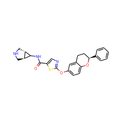 O=C(NC1[C@H]2CNC[C@H]12)c1cnc(Oc2ccc3c(c2)CC[C@@H](c2ccccc2)O3)s1 ZINC000169710665