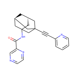 O=C(NC12C[C@H]3C[C@@H](CC(C#Cc4ccccn4)(C3)C1)C2)c1cnccn1 ZINC000205028307