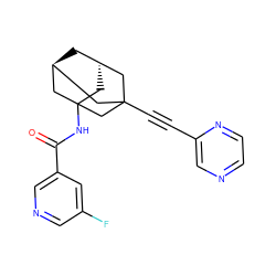 O=C(NC12C[C@H]3C[C@@H](CC(C#Cc4cnccn4)(C3)C1)C2)c1cncc(F)c1 ZINC000205018610