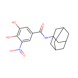 O=C(NC12CC3CC(CC(C3)C1)C2)c1cc(O)c(O)c([N+](=O)[O-])c1 ZINC000027894576