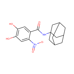 O=C(NC12CC3CC(CC(C3)C1)C2)c1cc(O)c(O)cc1[N+](=O)[O-] ZINC000027895924