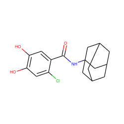 O=C(NC12CC3CC(CC(C3)C1)C2)c1cc(O)c(O)cc1Cl ZINC000027985609