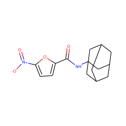 O=C(NC12CC3CC(CC(C3)C1)C2)c1ccc([N+](=O)[O-])o1 ZINC000004841028