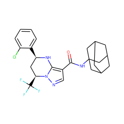 O=C(NC12CC3CC(CC(C3)C1)C2)c1cnn2c1N[C@H](c1ccccc1Cl)C[C@@H]2C(F)(F)F ZINC000064549053