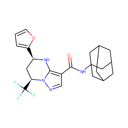 O=C(NC12CC3CC(CC(C3)C1)C2)c1cnn2c1N[C@H](c1ccco1)C[C@@H]2C(F)(F)F ZINC000064559260