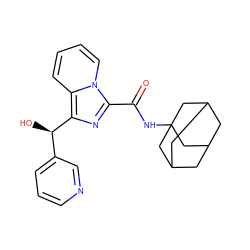 O=C(NC12CC3CC(CC(C3)C1)C2)c1nc([C@H](O)c2cccnc2)c2ccccn12 ZINC000103269052