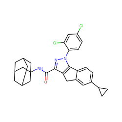 O=C(NC12CC3CC(CC(C3)C1)C2)c1nn(-c2ccc(Cl)cc2Cl)c2c1Cc1cc(C3CC3)ccc1-2 ZINC000653718808