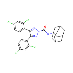 O=C(NC12CC3CC(CC(C3)C1)C2)n1nc(-c2ccc(Cl)cc2Cl)c(-c2ccc(Cl)cc2Cl)n1 ZINC000044430447