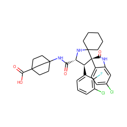 O=C(NC12CCC(C(=O)O)(CC1)CC2)[C@@H]1NC2(CCCCC2)[C@@]2(C(=O)Nc3cc(Cl)ccc32)[C@H]1c1cccc(Cl)c1F ZINC001772582366