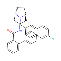 O=C(NC1C[C@@H]2CC[C@@H](C1)N2Cc1ccc2cc(F)ccc2c1)c1ccccc1-c1ccccc1 ZINC000101142901