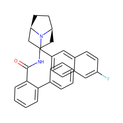 O=C(NC1C[C@@H]2CC[C@H](C1)N2Cc1ccc2cc(F)ccc2c1)c1ccccc1-c1ccccc1 ZINC000040423972