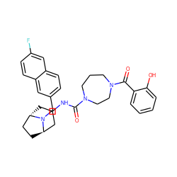 O=C(NC1C[C@H]2CC[C@H](C1)N2Cc1ccc2cc(F)ccc2c1)N1CCCN(C(=O)c2ccccc2O)CC1 ZINC000101513449