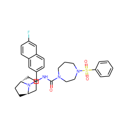 O=C(NC1C[C@H]2CC[C@H](C1)N2Cc1ccc2cc(F)ccc2c1)N1CCCN(S(=O)(=O)c2ccccc2)CC1 ZINC000101513457