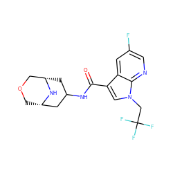 O=C(NC1C[C@H]2COC[C@@H](C1)N2)c1cn(CC(F)(F)F)c2ncc(F)cc12 ZINC001772636336