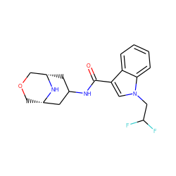 O=C(NC1C[C@H]2COC[C@@H](C1)N2)c1cn(CC(F)F)c2ccccc12 ZINC001772629290