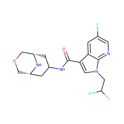 O=C(NC1C[C@H]2COC[C@@H](C1)N2)c1cn(CC(F)F)c2ncc(F)cc12 ZINC001772626348