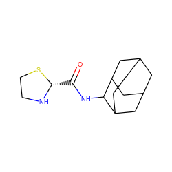 O=C(NC1C2CC3CC(C2)CC1C3)[C@@H]1NCCS1 ZINC000066166288