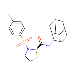 O=C(NC1C2CC3CC(C2)CC1C3)[C@H]1SCCN1S(=O)(=O)c1ccc(Cl)cc1 ZINC000066252841