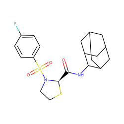 O=C(NC1C2CC3CC(C2)CC1C3)[C@H]1SCCN1S(=O)(=O)c1ccc(F)cc1 ZINC000066259094