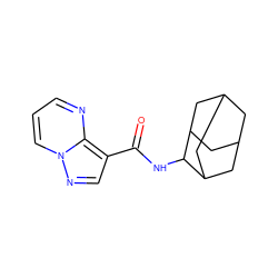 O=C(NC1C2CC3CC(C2)CC1C3)c1cnn2cccnc12 ZINC000141179538