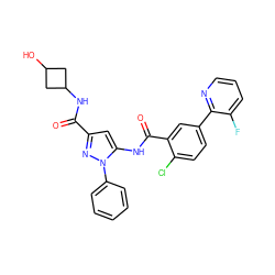 O=C(NC1CC(O)C1)c1cc(NC(=O)c2cc(-c3ncccc3F)ccc2Cl)n(-c2ccccc2)n1 ZINC001772655444