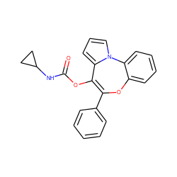 O=C(NC1CC1)OC1=C(c2ccccc2)Oc2ccccc2-n2cccc21 ZINC000013491310