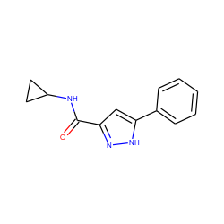 O=C(NC1CC1)c1cc(-c2ccccc2)[nH]n1 ZINC000007774632