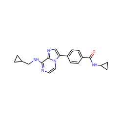 O=C(NC1CC1)c1ccc(-c2cnc3c(NCC4CC4)nccn23)cc1 ZINC000147356809