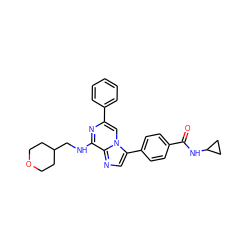 O=C(NC1CC1)c1ccc(-c2cnc3c(NCC4CCOCC4)nc(-c4ccccc4)cn23)cc1 ZINC000299865104