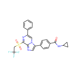 O=C(NC1CC1)c1ccc(-c2cnc3c(S(=O)(=O)CC(F)(F)F)nc(-c4ccccc4)cn23)cc1 ZINC000118748037