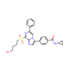 O=C(NC1CC1)c1ccc(-c2cnc3c(S(=O)(=O)CCCCO)nc(-c4ccccc4)cn23)cc1 ZINC000072316966